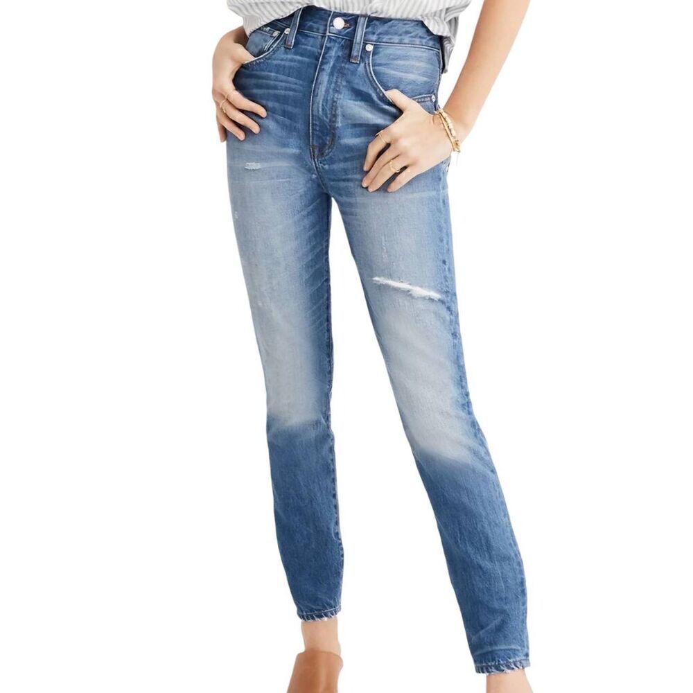 Madewell Jeans Women's 28 Blue Rigid High Rise Skinny Distressed All Cotton